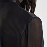 Blusa donna in seta con inserto frontale nera S6WM57 Y69 SEMICOUTURE 