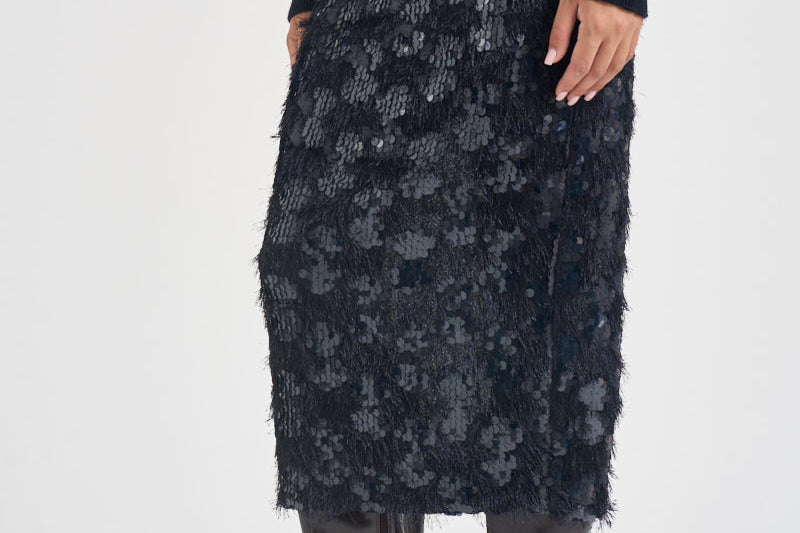 Gonna donna Bindy midi con paillettes blu S6WQ05 N12 SEMICOUTURE 