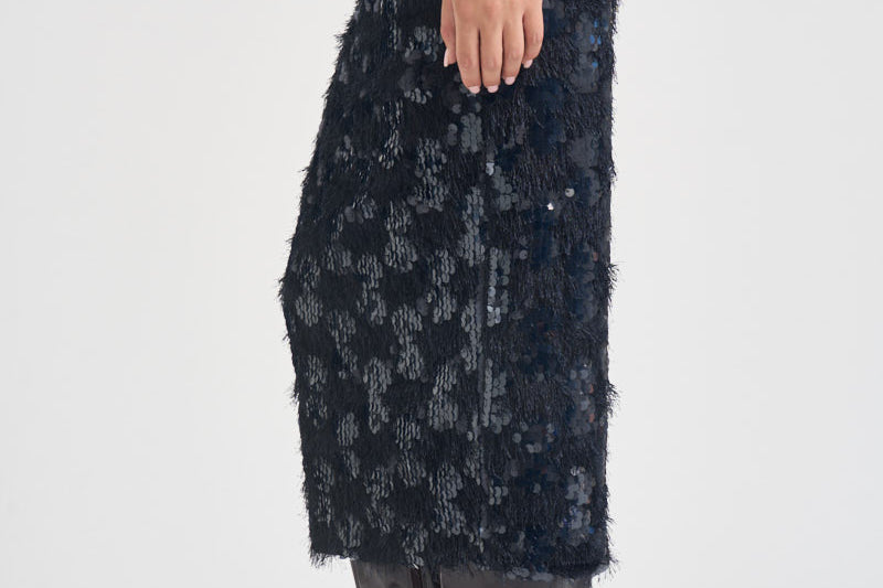 Gonna donna Bindy midi con paillettes blu S6WQ05 N12 SEMICOUTURE 