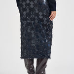 Gonna donna Bindy midi con paillettes blu S6WQ05 N12 SEMICOUTURE 