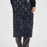 Gonna donna Bindy midi con paillettes blu S6WQ05 N12 SEMICOUTURE 