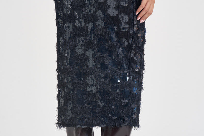 Gonna donna Bindy midi con paillettes blu S6WQ05 N12 SEMICOUTURE 