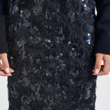 Gonna donna Bindy midi con paillettes blu S6WQ05 N12 SEMICOUTURE 