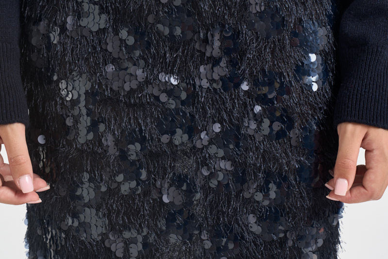 Gonna donna Bindy midi con paillettes blu S6WQ05 N12 SEMICOUTURE 