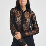 Camicia donna in pizzo semitrasparente nera S6WQ45 Y69 SEMICOUTURE 