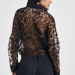 Camicia donna in pizzo semitrasparente nera S6WQ45 Y69 SEMICOUTURE 