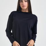 Maglia donna in lana blu navy Y6WC52 K68 SEMICOUTURE 