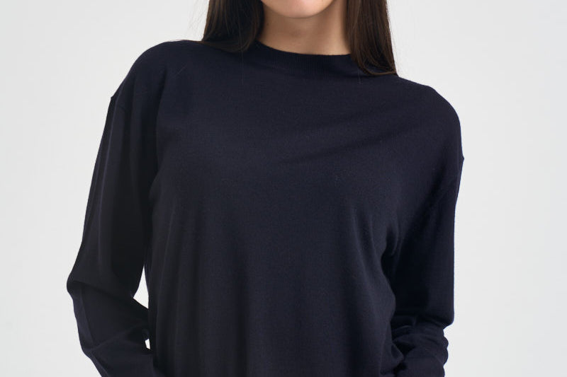 Maglia donna in lana blu navy Y6WC52 K68 SEMICOUTURE 