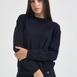Maglia donna in lana blu navy Y6WC52 K68 SEMICOUTURE 