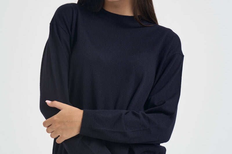Maglia donna in lana blu navy Y6WC52 K68 SEMICOUTURE 