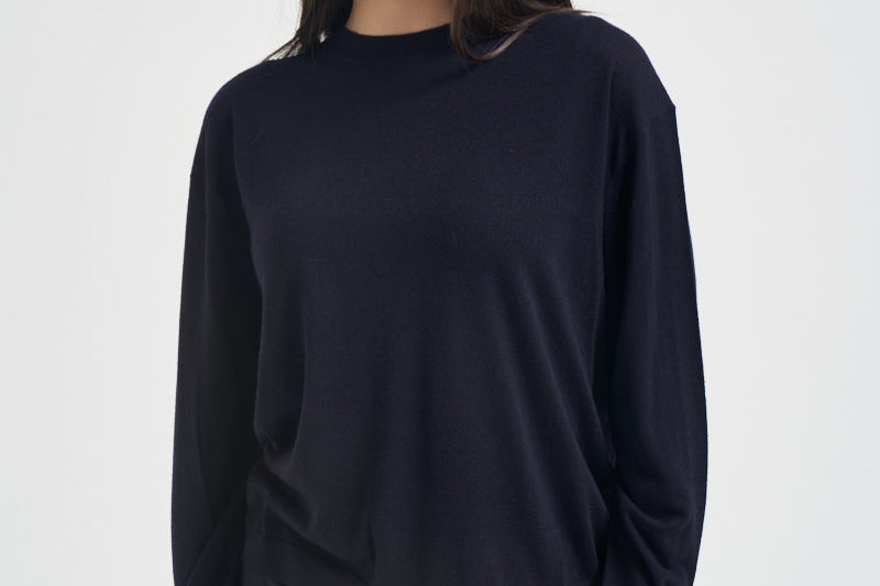 Maglia donna in lana blu navy Y6WC52 K68 SEMICOUTURE 