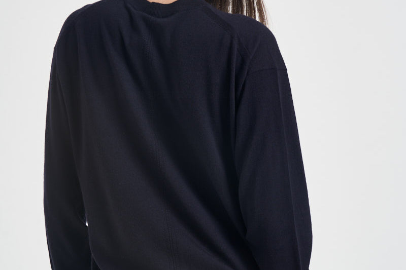 Maglia donna in lana blu navy Y6WC52 K68 SEMICOUTURE 