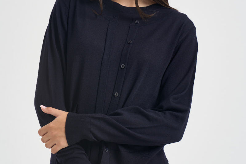 Cardigan donna in lana con bottoni blu navy Y6WC57 K68 SEMICOUTURE 