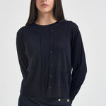 Cardigan donna in lana con bottoni blu navy Y6WC57 K68 SEMICOUTURE 