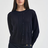 Cardigan donna in lana con bottoni blu navy Y6WC57 K68 SEMICOUTURE 