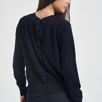 Cardigan donna in lana con bottoni blu navy Y6WC57 K68 SEMICOUTURE 