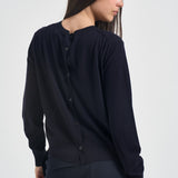 Cardigan donna in lana con bottoni blu navy Y6WC57 K68 SEMICOUTURE 