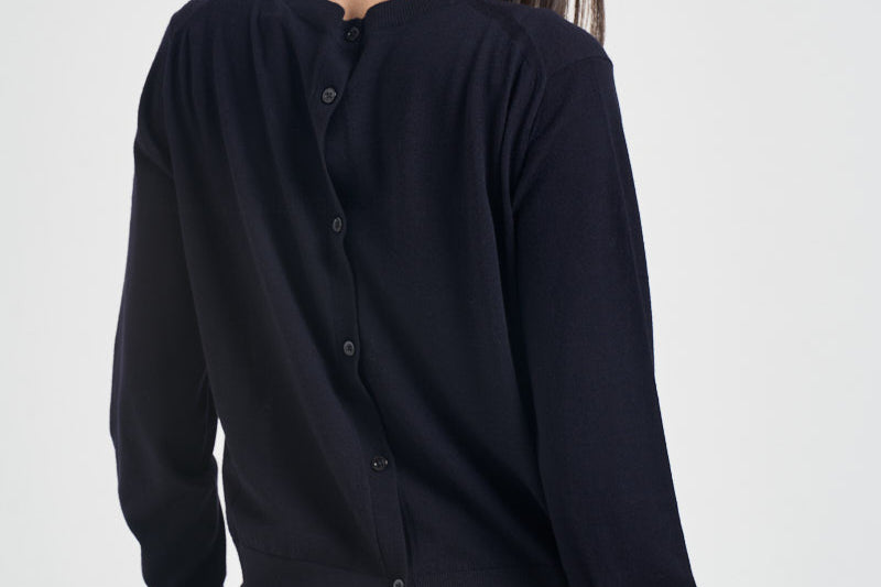 Cardigan donna in lana con bottoni blu navy Y6WC57 K68 SEMICOUTURE 