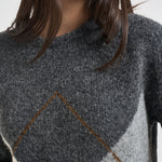 Maglia donna girocollo a rombi grigia Y6WE90 B70 SEMICOUTURE 