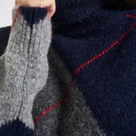 Maglia donna a collo alto con rombi blu navy Y6WE91 B71 SEMICOUTURE 