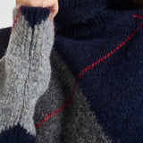 Maglia donna a collo alto con rombi blu navy Y6WE91 B71 SEMICOUTURE 