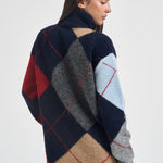 Maglia donna a collo alto con rombi blu navy Y6WE91 B71 SEMICOUTURE 