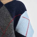 Maglia donna a collo alto con rombi blu navy Y6WE91 B71 SEMICOUTURE 