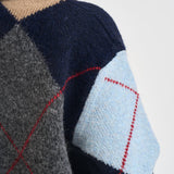 Maglia donna a collo alto con rombi blu navy Y6WE91 B71 SEMICOUTURE 