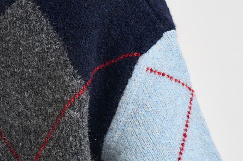 Maglia donna a collo alto con rombi blu navy Y6WE91 B71 SEMICOUTURE 