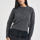 Maglia donna over con fibbie antracite mélange Y6WF11 Y47 SEMICOUTURE 