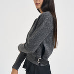 Maglia donna over con fibbie antracite mélange Y6WF11 Y47 SEMICOUTURE 