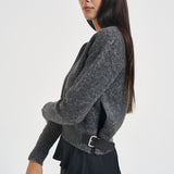 Maglia donna over con fibbie antracite mélange Y6WF11 Y47 SEMICOUTURE 