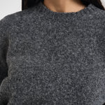 Maglia donna over con fibbie antracite mélange Y6WF11 Y47 SEMICOUTURE 