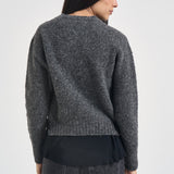 Maglia donna over con fibbie antracite mélange Y6WF11 Y47 SEMICOUTURE 