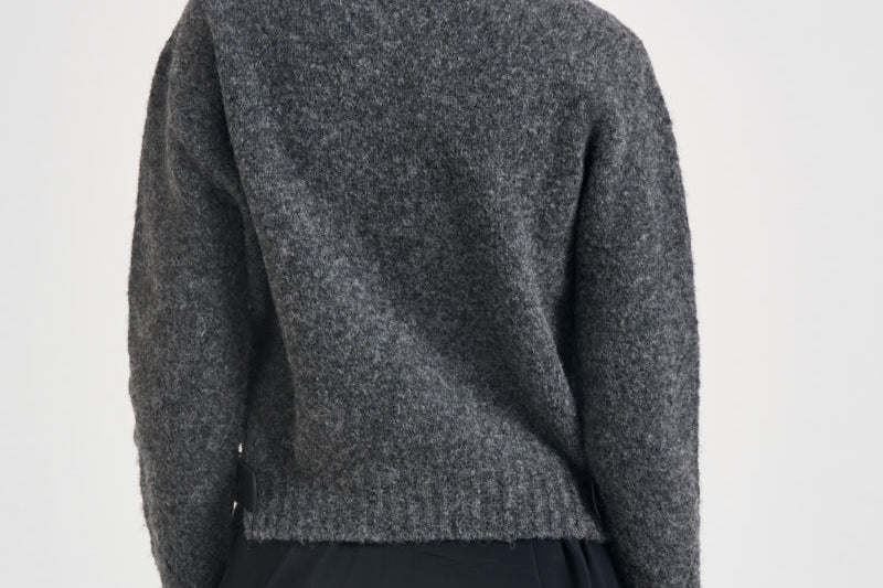 Maglia donna over con fibbie antracite mélange Y6WF11 Y47 SEMICOUTURE 