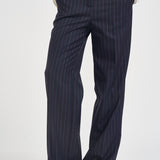 Pantaloni donna a palazzo fantasia gessata blu navy Y6WM65 RG116 SEMICOUTURE 