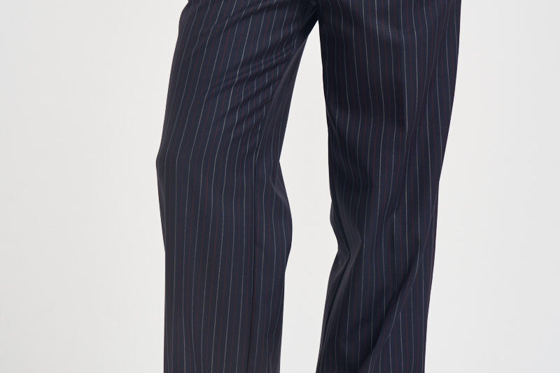 Pantaloni donna a palazzo fantasia gessata blu navy Y6WM65 RG116 SEMICOUTURE 