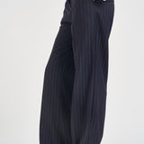 Pantaloni donna a palazzo fantasia gessata blu navy Y6WM65 RG116 SEMICOUTURE 