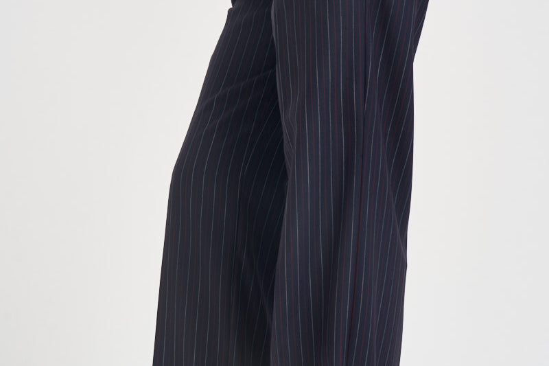 Pantaloni donna a palazzo fantasia gessata blu navy Y6WM65 RG116 SEMICOUTURE 