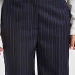 Pantaloni donna a palazzo fantasia gessata blu navy Y6WM65 RG116 SEMICOUTURE 