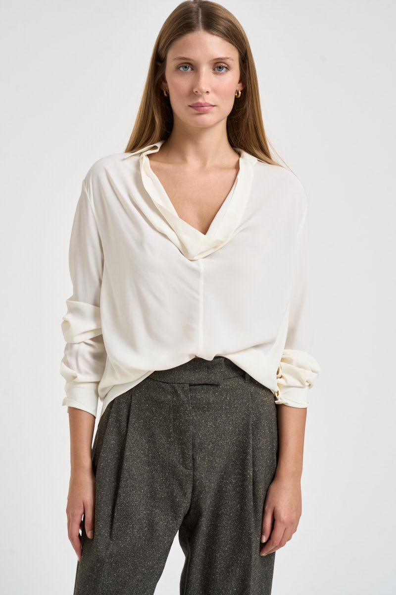 Camicia donna scollo sciallato burro Y6WU06 A19 SEMICOUTURE 
