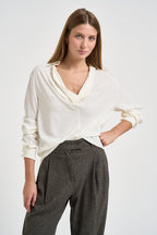 Camicia donna scollo sciallato burro Y6WU06 A19 SEMICOUTURE 