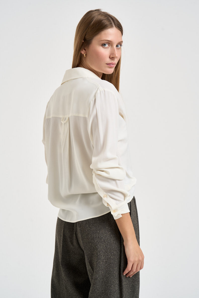 Camicia donna scollo sciallato burro Y6WU06 A19 SEMICOUTURE 