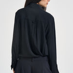 Camicia donna scollo sciallato nera Y6WU06 Y69 SEMICOUTURE 