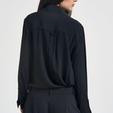 Camicia donna scollo sciallato nera Y6WU06 Y69 SEMICOUTURE 