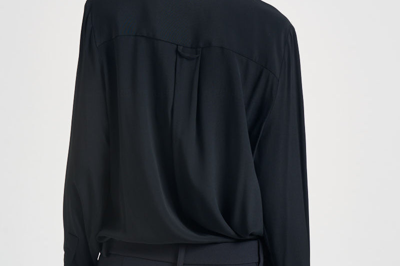 Camicia donna scollo sciallato nera Y6WU06 Y69 SEMICOUTURE 