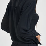 Camicia donna scollo sciallato nera Y6WU06 Y69 SEMICOUTURE 
