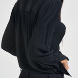 Camicia donna scollo sciallato nera Y6WU06 Y69 SEMICOUTURE 