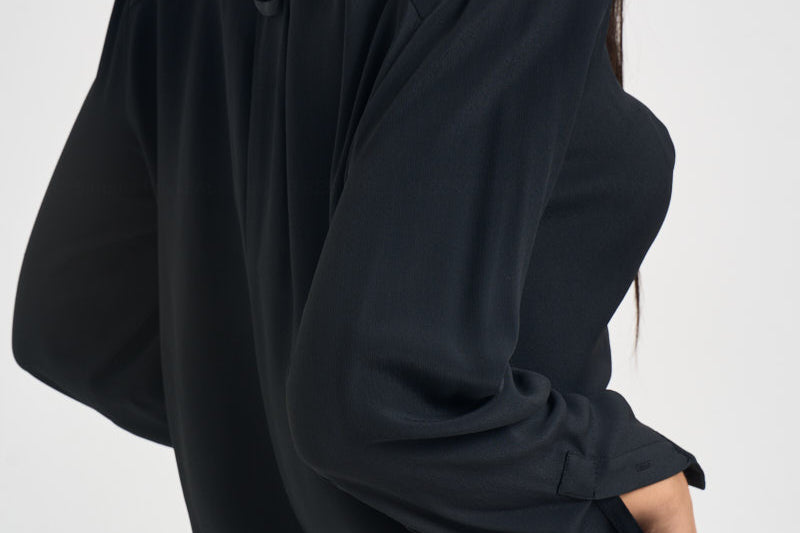 Camicia donna scollo sciallato nera Y6WU06 Y69 SEMICOUTURE 