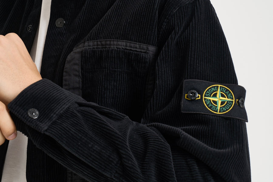 Camicia uomo in velluto a coste nera 1200016 S0212V0029 STONE ISLAND 